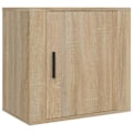 Miniatyrbillede 1 af 6: Væghængt natbord med skab og dør 50 x 30 x 47 cm i ingeniørtræ, farve egen DEC034289 kastanj