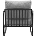 Miniatyrbillede 6 af 6: Design retro chic loungestol i lysegrå stof med ramme i mat sort metal 10_0002819 Grå