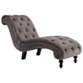 Pikkukuva 1 / 6: Meridienne chaise longue sisätiloihin harmaa sametti nappiholkit DEC026222 Grå
