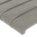 Miniatyrbillede 4 af 5: Hovedgavl til seng, soveværelse møbel med LED 83 x 16 x 78/88 cm lysegrå velour TDL0201245