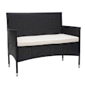 Miniatyrbillede 3 af 4: Salon til balkon have i sort polyrotin, sofa, stole, bord, creme puder