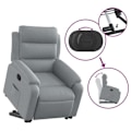 Miniatyrbillede 4 af 6: Fauteuil relax TV med komfortabel polstring og elektrisk løftefunktion i lys grå stof DEC027902 Grå