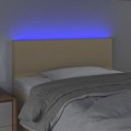 Miniatyrbillede 3 af 4: Hovedgærde til seng, soveværelse, LED-møbel, 90 x 5 x 78/88, cremefarvet stof