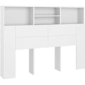 Miniatyrbillede 1 af 4: Hovedgærde med opbevaring til sengetilbehør natbord hylde 140 x 19 x 103,5 MDF hvid