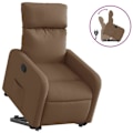 Miniatyrbillede 2 af 6: Fauteuil relax TV med komfortabel polstring og elektrisk løftefunktion i brunt stof DEC028052 kastanj