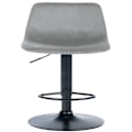 Miniatyrbillede 2 af 6: Barstol x1 komfortabel metalfodstøtte i sort bueformet grå velour sæde 10_0004782 Grå
