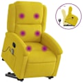 Miniatyrbillede 2 af 6: TV-relaksationsstol med massagefunktion, elektrisk hævefunktion i gul velour DEC026983 Gul