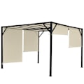 Miniatyrbild 1 av 4: Pergola båge paviljong för trädgård altan markis stabil stålkonstruktion 6 + öppet tak crème 3 x 3m