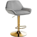 Pikkukuva 1 / 6: Baari stool x1, kullattu jalat kaareva kultainen metallijalka, harmaa sametti-istuin 10_0004542 Grå