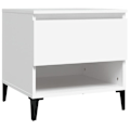 Miniatyrbillede 1 af 6: Side table end of sofa nightstand with drawer 50 x 46 x 50 cm engineering wood white DEC032358 Vit