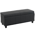 Miniatyrbild 1 av 4: Banc banquette med förvaringslåda i svart syntetmaterial 112 x 45 x 45