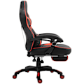 Miniatyrbillede 3 af 6: Kontorstol gaming med teleskopisk fodstøtte, armlæn og forstærkningspuder i PVC sort / rød 10_0002669 Svart