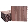 Pikkukuva 1 / 6: 11 kpl WPC-laattat, puun näköinen viimeistely parvekkeelle/terassille 30 x 30 cm = 1 m² väri kahvi pystysuora viiva 04_0006196 kastanj