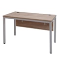 Pikkukuva 1 / 6: Tietokonepöytä takaseinällä ja kaapelikouruilla, 120x60 cm, valkoinen metalli ja luonnonvärinen MDF 04_0006050 Vit