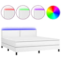 Miniatyrbillede 1 af 6: LED-sengekorpus med silke hovedgærde madras 180 ved 200 syntetisk hvid Vit