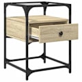 Pikkukuva 5 / 6: Yöpöytä laatikolla 40 x 40 x 55 cm engineered wood tammen värinen lasi ja teräs DEC033859 kastanj