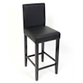 Pikkukuva 2 / 4: 2 barstools, baarijakkara mustasta keinonahasta, tummat puiset jalat