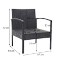 Miniatyrbillede 4 af 6: Sæt til udendørs balkon/have/stue i brunt polyrotin med mørkegrå puder 04_0004200 Grå