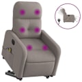 Miniatyrbild 2 av 6: Massagefåtölj med lutningsfunktion och elektrisk lyftfunktion i taupe tyg DEC027862 Mol