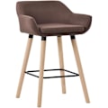 Miniatyrbillede 1 af 6: Bar lounge taburet x1 skandinavisk design stofsæde i kaffe farve træben fodstøtte i metal 10_0004919 kastanj