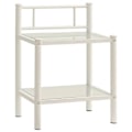 Pikkukuva 2 / 6: 2 kpl yöpöytiä hyllyllä 45 x 34,5 x 60,5 cm valkoista metallia ja lasia DEC035049 Vit