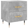 Miniatyrbillede 2 af 6: Sæt med 2 sengeborde med to skuffer 40 x 35 x 47,5 cm grå ingeniørtræ og jern DEC035910 kastanj