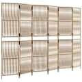 Miniatyrbillede 1 af 6: Paravent rumdeler med 6 paneler i flettet polyester beige DEC031040 Beige