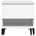 Miniatyrbillede 2 af 6: Side table end of sofa nightstand with drawer 50 x 46 x 50 cm engineering wood white DEC032358 Vit