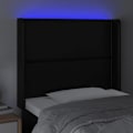 Miniatyrbillede 3 af 4: Sengehoved tilbehør til soveværelse møbel med LED 93 x 16 x 118/128 syntetisk sort