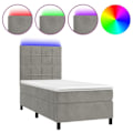 Miniatyrbillede 1 af 6: LED-sengramme med sæde i silke og madras 90 x 190 i lysegrå velour