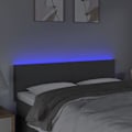 Miniatyrbillede 3 af 4: Hovedgærdet til seng, soveværelse møbel med LED 144 x 5 x 78/88 mørkegråt stof