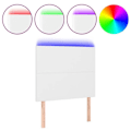 Miniatyrbillede 1 af 4: Hovedgavl - LED - 90x5x118/128 cm - Syntetisk læder hvid - Moderne design - Pletbestandig Vit