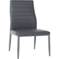 Miniatyrbillede 1 af 6: Stol til spisestue x1 enkel design i grå PVC med dekorativ syning metalramme i grå 10_0002055 Grå