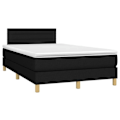 Miniatyrbillede 2 af 6: LED sengramme med hovedgærde madras 120 x 200 cm sort stof TDL0209293 Svart