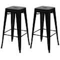 Miniatyrbillede 1 af 5: Sæt med 2 barstole med fodstøtte, design i industrielt stil, stabelbare, sort metal 04_0007450 Metall