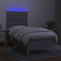 Pikkukuva 3 / 6: LED-patjakasetti, jossa on patja, sänky, yöpöytä, 100x200 cm, vaalea harmaa kangas TDL0207948 Grå