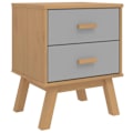 Miniatyrbillede 1 af 6: Natskabsbord med to skuffer 45 x 39 x 57 cm i grå og brun fyrretræ DEC034536 kastanj