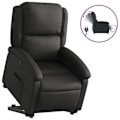 Miniatyrbillede 2 af 6: Fauteuil relax TV med elektrisk løftefunktion, meget komfortabel i ægte sort læder DEC028458 Svart