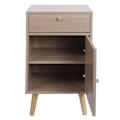 Miniatyrbillede 6 af 6: Aflastable, lavt bord, natbord, opbevaringsrum med skuffe, kubu rattan, MDF-look, eg 04_0008504 Flerfärgad