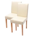 Miniatyrbild 3 av 4: 4-pack matsalsstolar i creme läder med ben i ljust trä modern design 04_0001766 kastanj