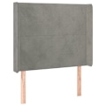 Miniatyrbillede 1 af 6: Hovedgavl til seng, soveværelse, møbel med sidekant 93 x 16 x 118/128 cm lys grå fløjl TDL020 Grå