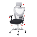 Miniatyrbillede 3 af 4: Ergonomisk kontorstol med drejefunktion, vippefunktion, belastning op til 150 kg, sort-grå mesh stof