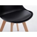 Pikkukuva 6 / 6: Ruokapöydän tuoli x1 skandinaavinen design PVC:stä ja mustasta muovista, 4-jalkainen vaaleasta puusta 10_0003269 kastanj
