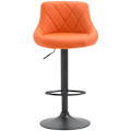 Miniatyrbillede 3 af 4: Syntetisk orange barstol med drejefunktion og sorte metalfodstøtter samt dekorative syninger
