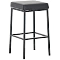 Miniatyrbillede 2 af 6: Sæt med 2 barstole med fodstøtte, enkel design, højde 85 cm, i sort PVC og sort metal 10_0004381 Metall