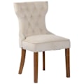 Miniatyrbillede 1 af 4: Spisestol x 1 i Chesterfield-stil med polstret ryg i crème velour og lyse træfødder 10_0003740 kastanj
