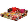 Miniatyrbillede 4 af 4: Modulære sofa-puf i stof, 3-personers langsgående sofa i patchwork-stof DEC021223 Lila