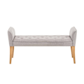 Miniatyrbillede 2 af 4: Banc banquette polstret i lys grå stof med træben bredde 133cm BAN10003