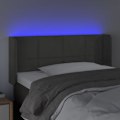 Miniatyrbillede 3 af 4: Sengegavl tilbehør til soveværelse møbel med LED 103 x 16 x 78/88 mørkegrå fløjl