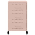 Miniatyrbillede 2 af 6: Sengebord på hjul med 3 skuffer 36 x 39 x 59 cm stål pink DEC034562 Rosa